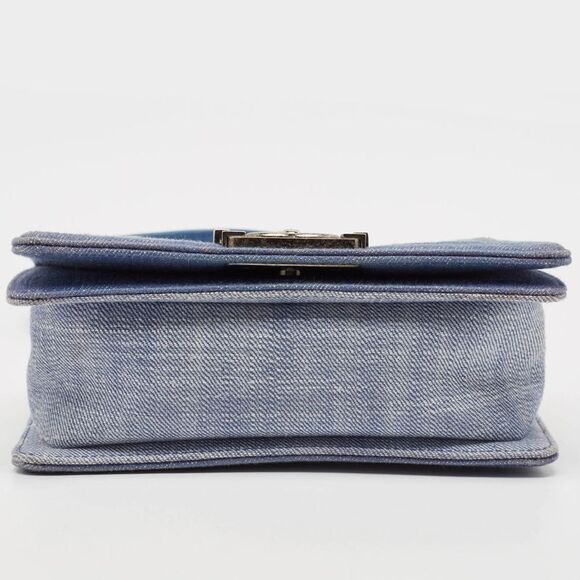 Chanel Blue Chevron Quilted Denim Small Boy Flap Bag - Picture 6 of 7